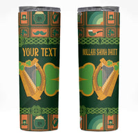 Personalized Ireland Christmas Skinny Tumbler Irish Harp With Lucky Shamrock - Wonder Print Shop