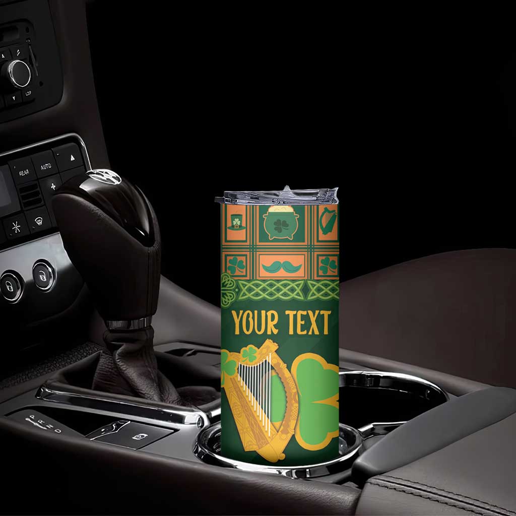 Personalized Ireland Christmas Skinny Tumbler Irish Harp With Lucky Shamrock - Wonder Print Shop