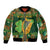 Personalized Ireland Christmas Sleeve Zip Bomber Jacket Irish Harp With Lucky Shamrock - Wonder Print Shop