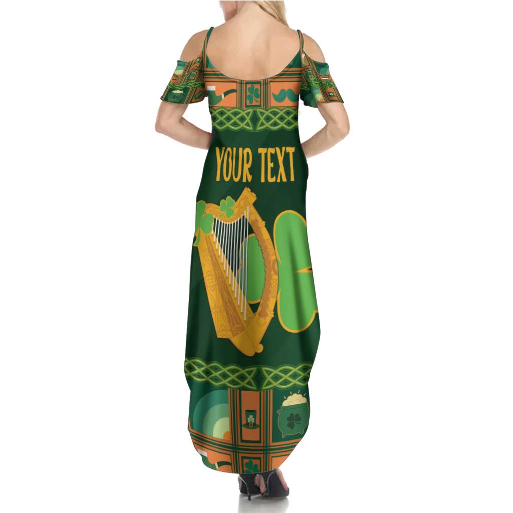 Personalized Ireland Christmas Summer Maxi Dress Irish Harp With Lucky Shamrock - Wonder Print Shop