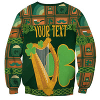 Personalized Ireland Christmas Sweatshirt Irish Harp With Lucky Shamrock - Wonder Print Shop