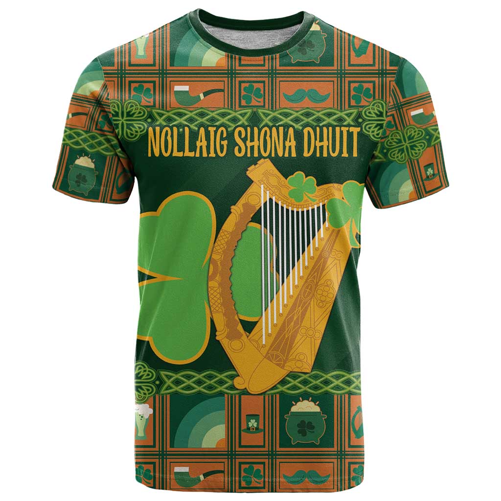 Personalized Ireland Christmas T Shirt Irish Harp With Lucky Shamrock - Wonder Print Shop