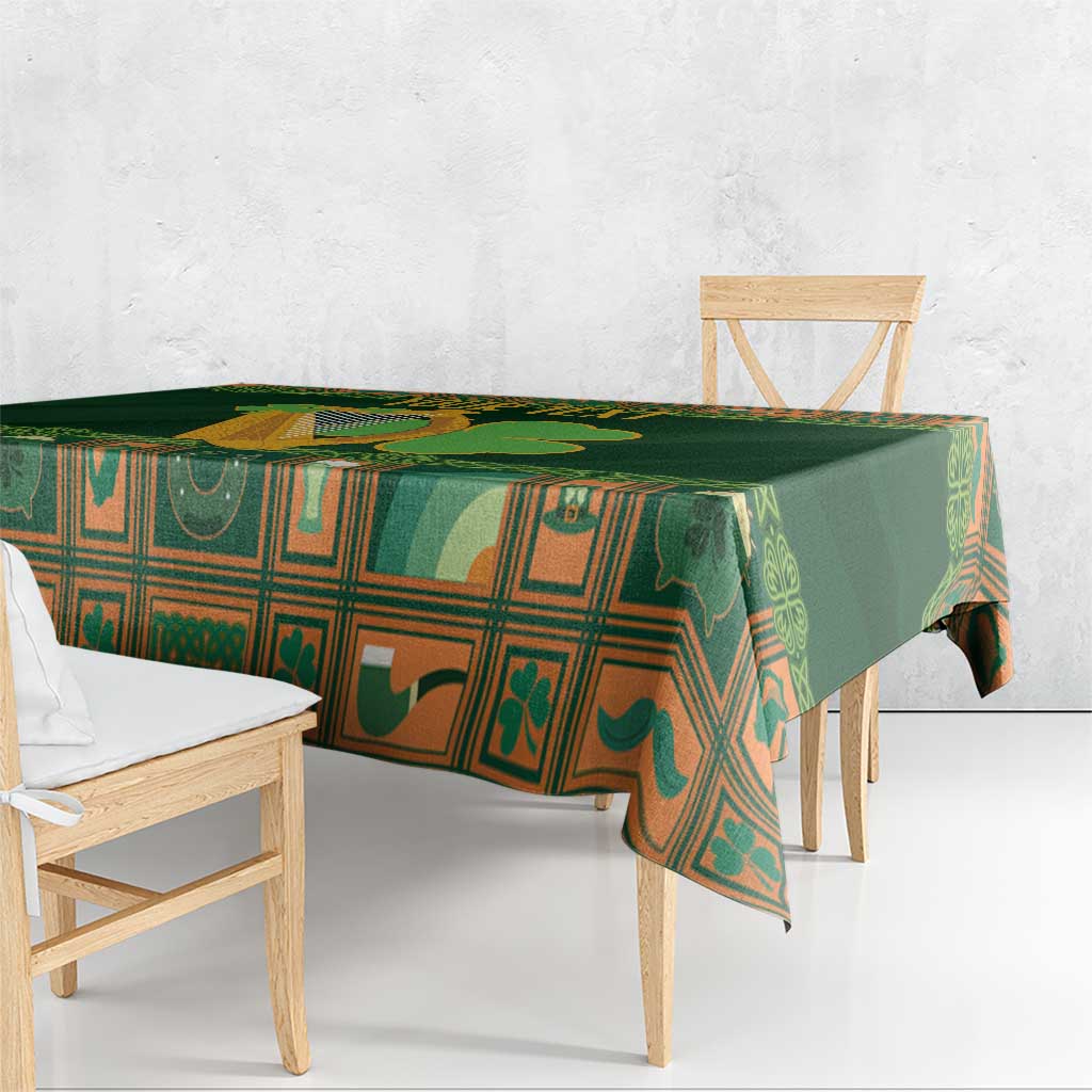 Personalized Ireland Christmas Tablecloth Irish Harp With Lucky Shamrock - Wonder Print Shop