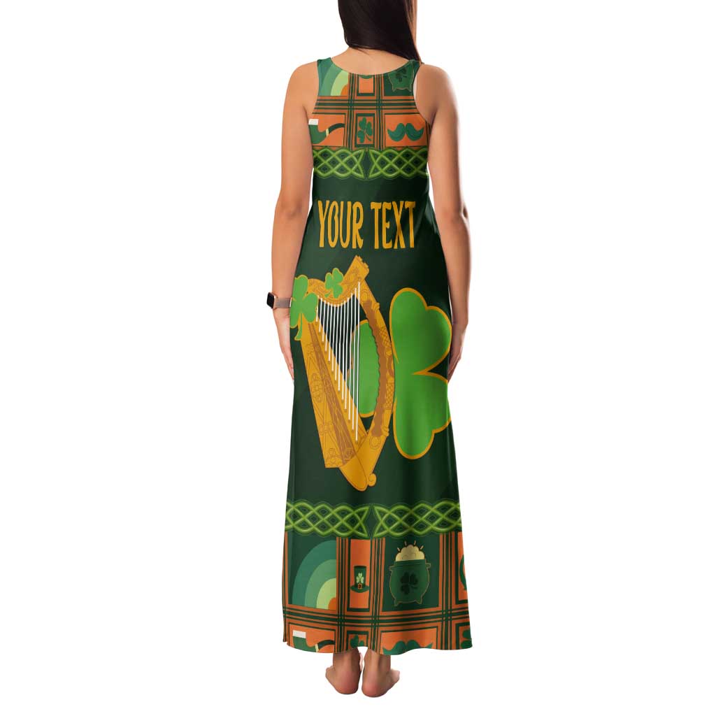 Personalized Ireland Christmas Tank Maxi Dress Irish Harp With Lucky Shamrock - Wonder Print Shop