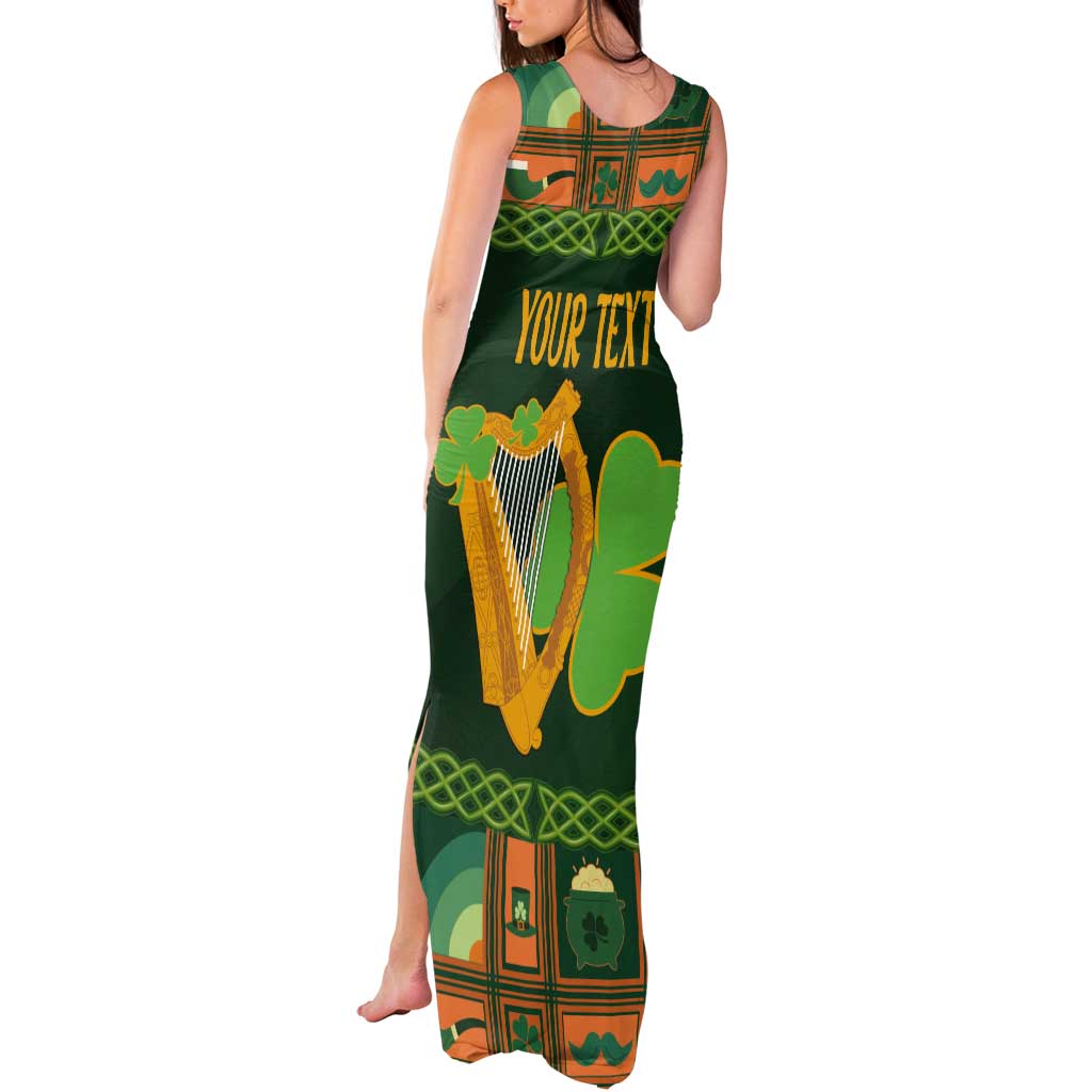 Personalized Ireland Christmas Tank Maxi Dress Irish Harp With Lucky Shamrock - Wonder Print Shop