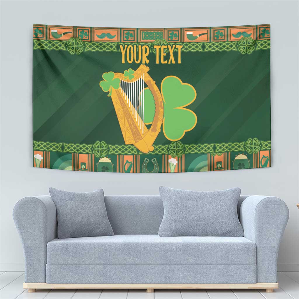 Personalized Ireland Christmas Tapestry Irish Harp With Lucky Shamrock - Wonder Print Shop