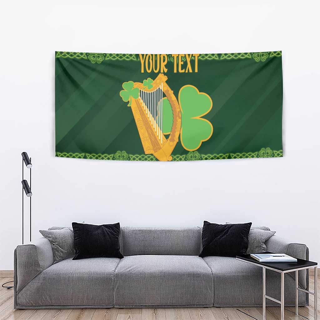 Personalized Ireland Christmas Tapestry Irish Harp With Lucky Shamrock - Wonder Print Shop