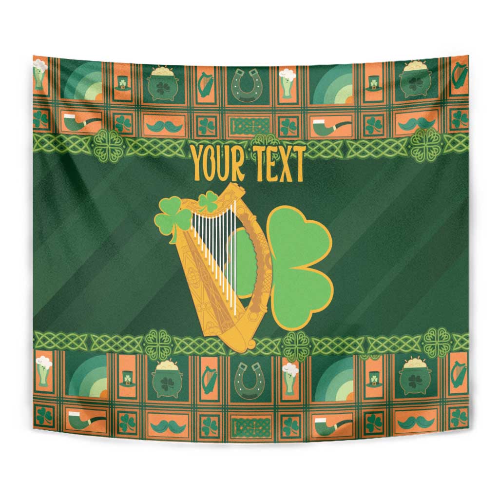 Personalized Ireland Christmas Tapestry Irish Harp With Lucky Shamrock - Wonder Print Shop