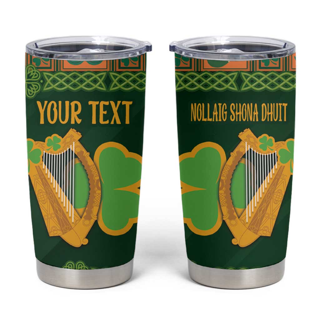 Personalized Ireland Christmas Tumbler Cup Irish Harp With Lucky Shamrock - Wonder Print Shop