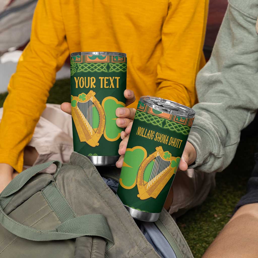 Personalized Ireland Christmas Tumbler Cup Irish Harp With Lucky Shamrock - Wonder Print Shop