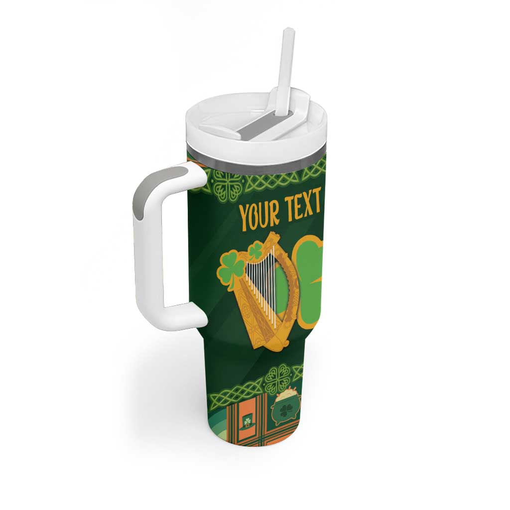 Personalized Ireland Christmas Tumbler With Handle Irish Harp With Lucky Shamrock - Wonder Print Shop