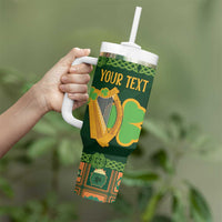 Personalized Ireland Christmas Tumbler With Handle Irish Harp With Lucky Shamrock - Wonder Print Shop