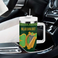 Personalized Ireland Christmas Tumbler With Handle Irish Harp With Lucky Shamrock - Wonder Print Shop