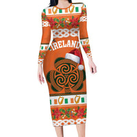 Personalized Ireland Christmas Family Matching Long Sleeve Bodycon Dress and Hawaiian Shirt Irish Shamrock Celtic Nollaig Shona Dhuit - Wonder Print Shop