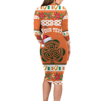 Personalized Ireland Christmas Family Matching Long Sleeve Bodycon Dress and Hawaiian Shirt Irish Shamrock Celtic Nollaig Shona Dhuit - Wonder Print Shop