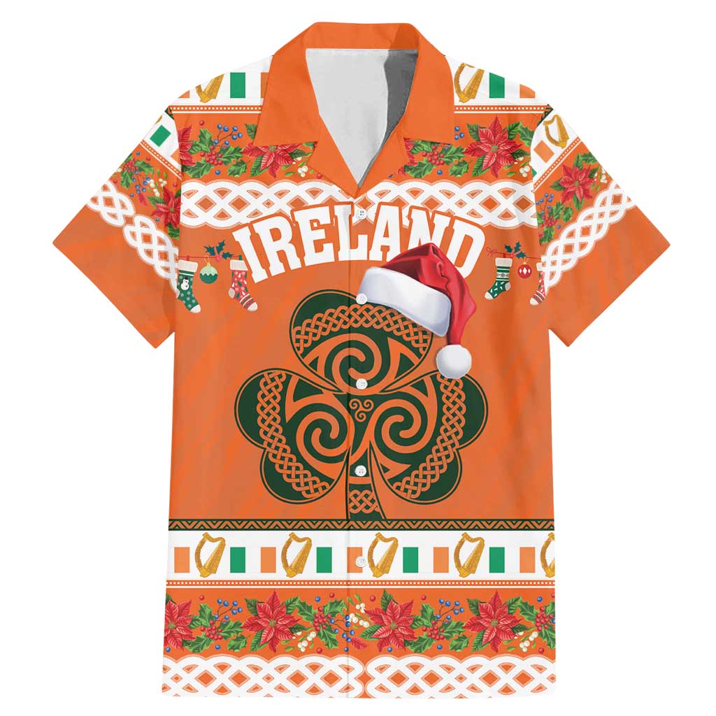 Personalized Ireland Christmas Family Matching Mermaid Dress and Hawaiian Shirt Irish Shamrock Celtic Nollaig Shona Dhuit - Wonder Print Shop