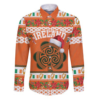 Personalized Ireland Christmas Family Matching Off The Shoulder Long Sleeve Dress and Hawaiian Shirt Irish Shamrock Celtic Nollaig Shona Dhuit - Wonder Print Shop