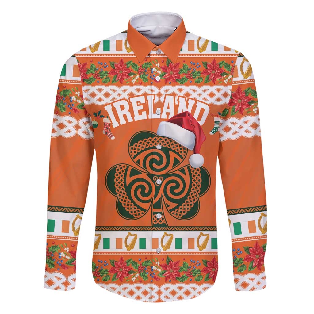 Personalized Ireland Christmas Family Matching Off Shoulder Maxi Dress and Hawaiian Shirt Irish Shamrock Celtic Nollaig Shona Dhuit - Wonder Print Shop