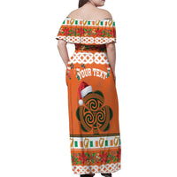 Personalized Ireland Christmas Family Matching Off Shoulder Maxi Dress and Hawaiian Shirt Irish Shamrock Celtic Nollaig Shona Dhuit - Wonder Print Shop