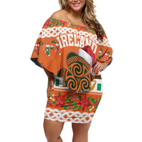 Personalized Ireland Christmas Family Matching Off Shoulder Short Dress and Hawaiian Shirt Irish Shamrock Celtic Nollaig Shona Dhuit - Wonder Print Shop