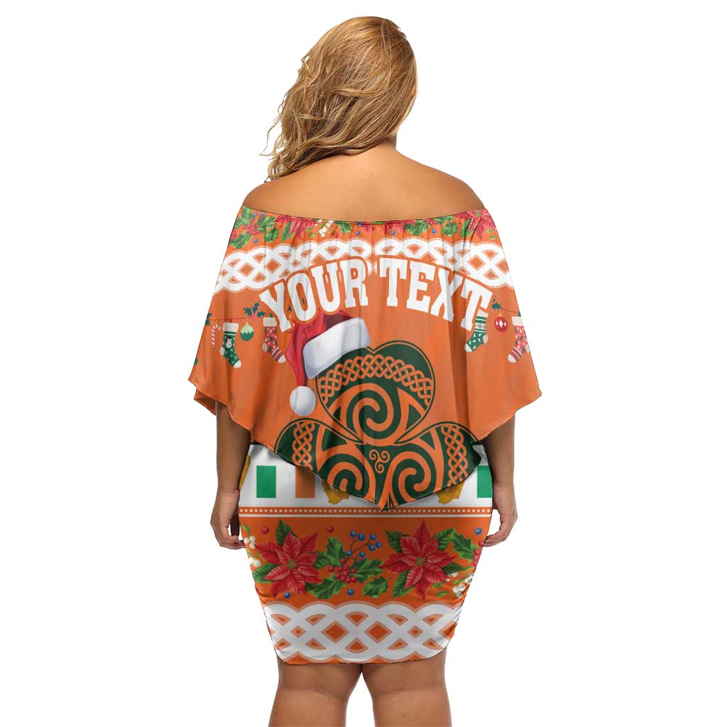 Personalized Ireland Christmas Family Matching Off Shoulder Short Dress and Hawaiian Shirt Irish Shamrock Celtic Nollaig Shona Dhuit - Wonder Print Shop