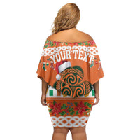 Personalized Ireland Christmas Family Matching Off Shoulder Short Dress and Hawaiian Shirt Irish Shamrock Celtic Nollaig Shona Dhuit - Wonder Print Shop