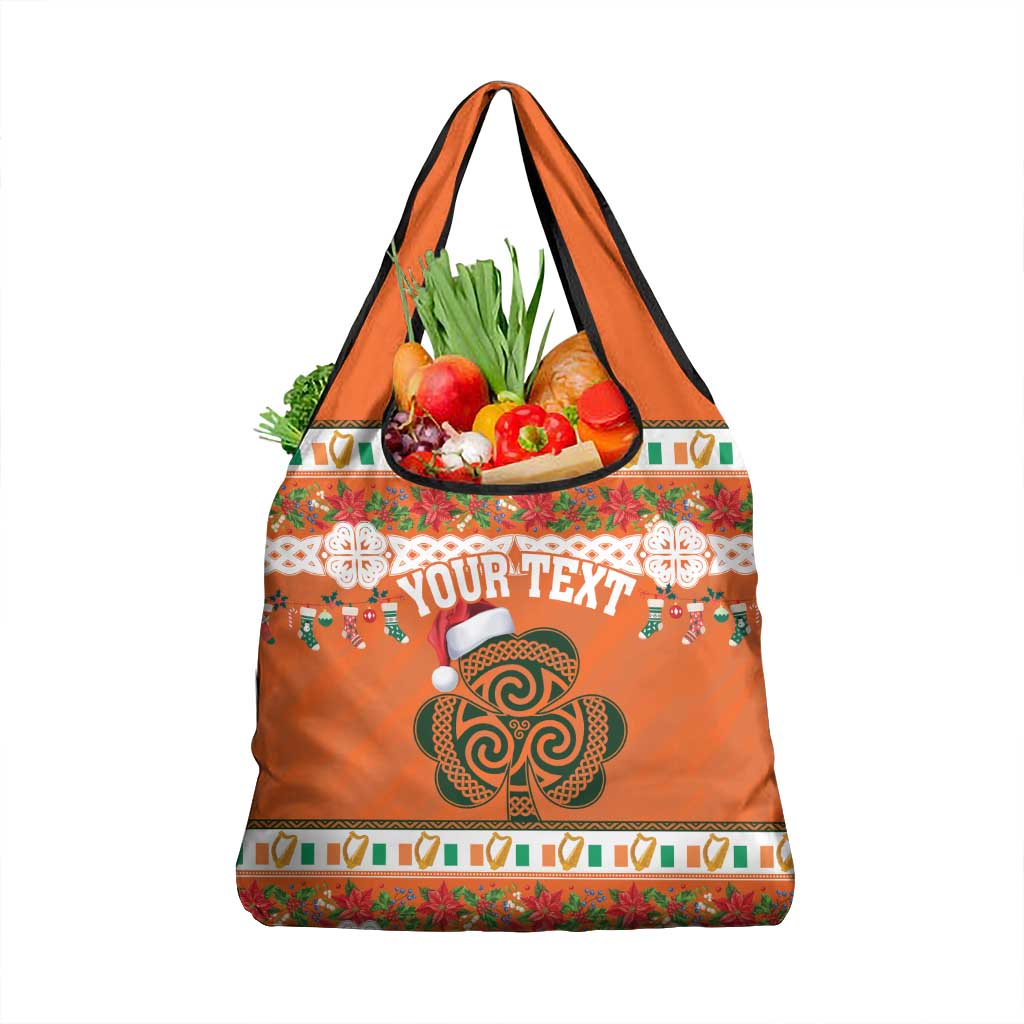 Personalized Ireland Christmas Grocery Bag Irish Shamrock Celtic Nollaig Shona Dhuit