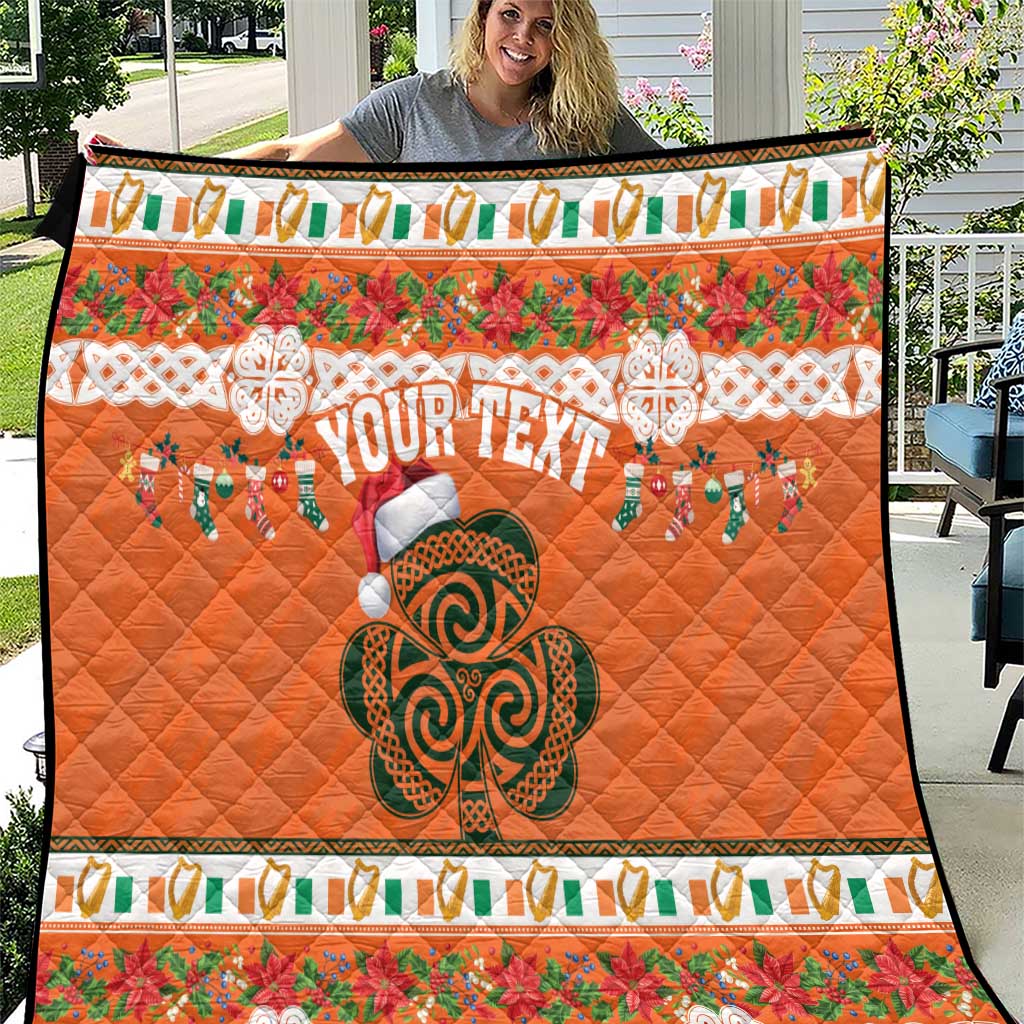 Personalized Ireland Christmas Quilt Irish Shamrock Celtic Nollaig Shona Dhuit - Wonder Print Shop
