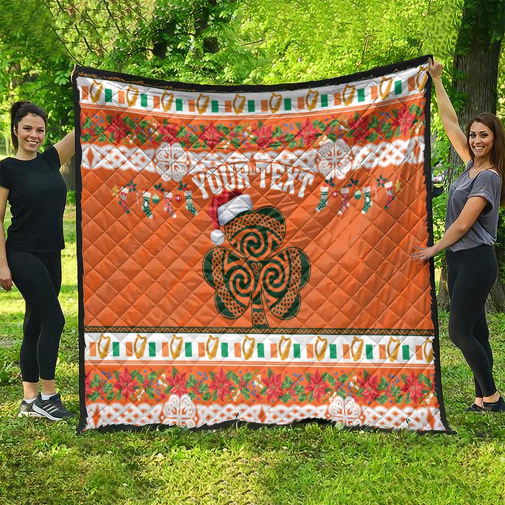 Personalized Ireland Christmas Quilt Irish Shamrock Celtic Nollaig Shona Dhuit - Wonder Print Shop