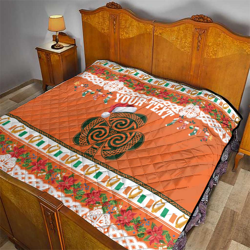 Personalized Ireland Christmas Quilt Irish Shamrock Celtic Nollaig Shona Dhuit - Wonder Print Shop