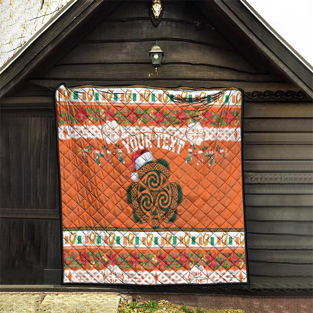 Personalized Ireland Christmas Quilt Irish Shamrock Celtic Nollaig Shona Dhuit - Wonder Print Shop