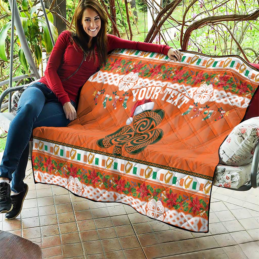 Personalized Ireland Christmas Quilt Irish Shamrock Celtic Nollaig Shona Dhuit - Wonder Print Shop