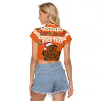 Personalized Ireland Christmas Raglan Cropped T Shirt Irish Shamrock Celtic Nollaig Shona Dhuit - Wonder Print Shop