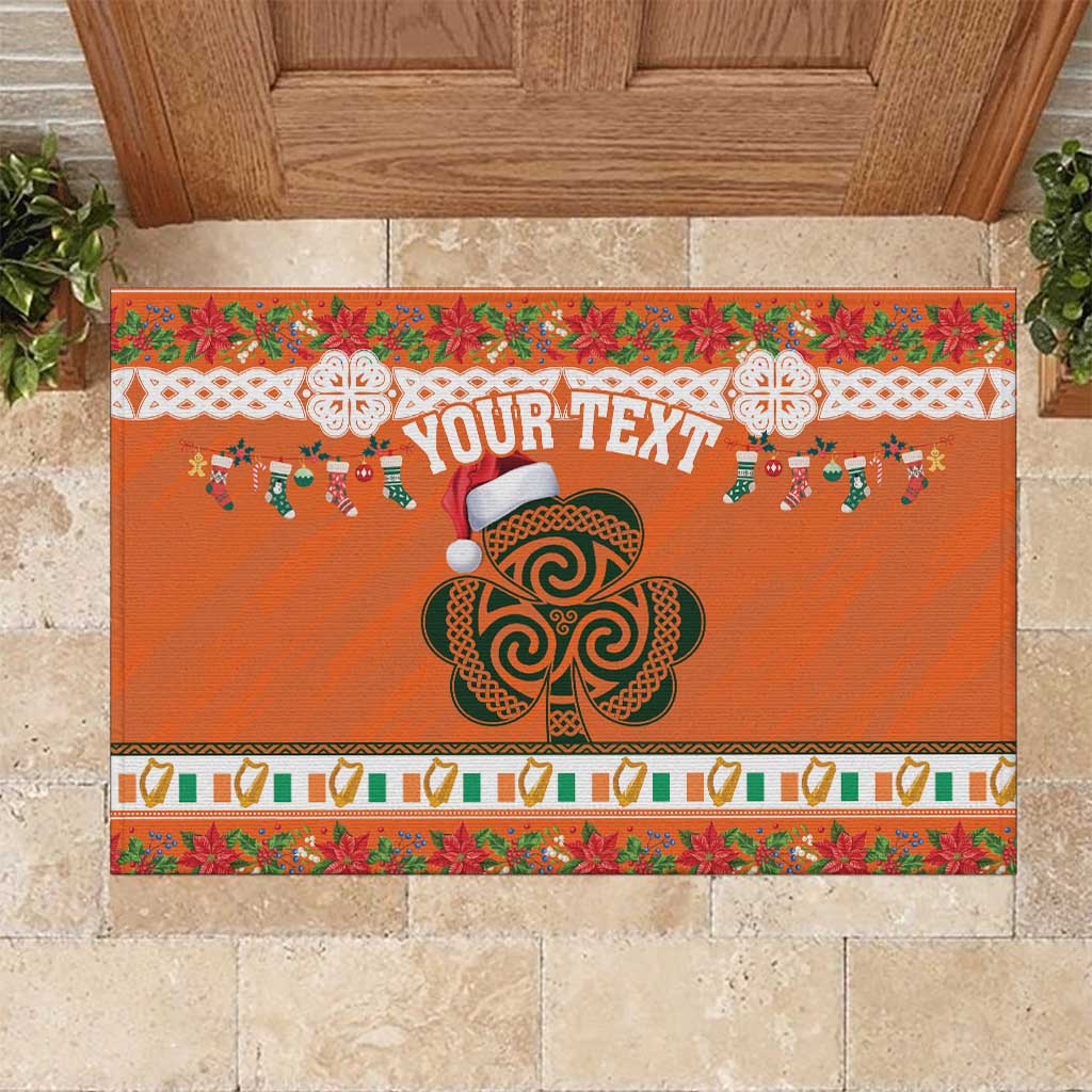 Personalized Ireland Christmas Rubber Doormat Irish Shamrock Celtic Nollaig Shona Dhuit - Wonder Print Shop