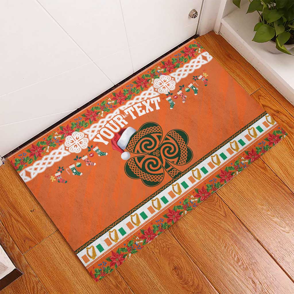 Personalized Ireland Christmas Rubber Doormat Irish Shamrock Celtic Nollaig Shona Dhuit - Wonder Print Shop