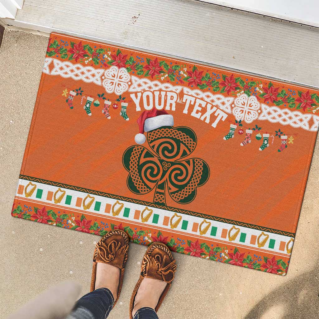 Personalized Ireland Christmas Rubber Doormat Irish Shamrock Celtic Nollaig Shona Dhuit - Wonder Print Shop