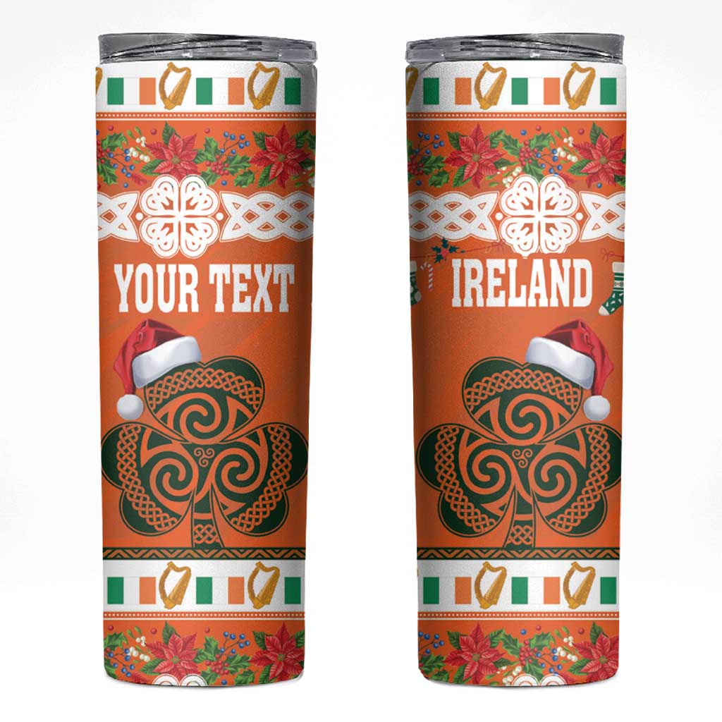 Personalized Ireland Christmas Skinny Tumbler Irish Shamrock Celtic Nollaig Shona Dhuit - Wonder Print Shop
