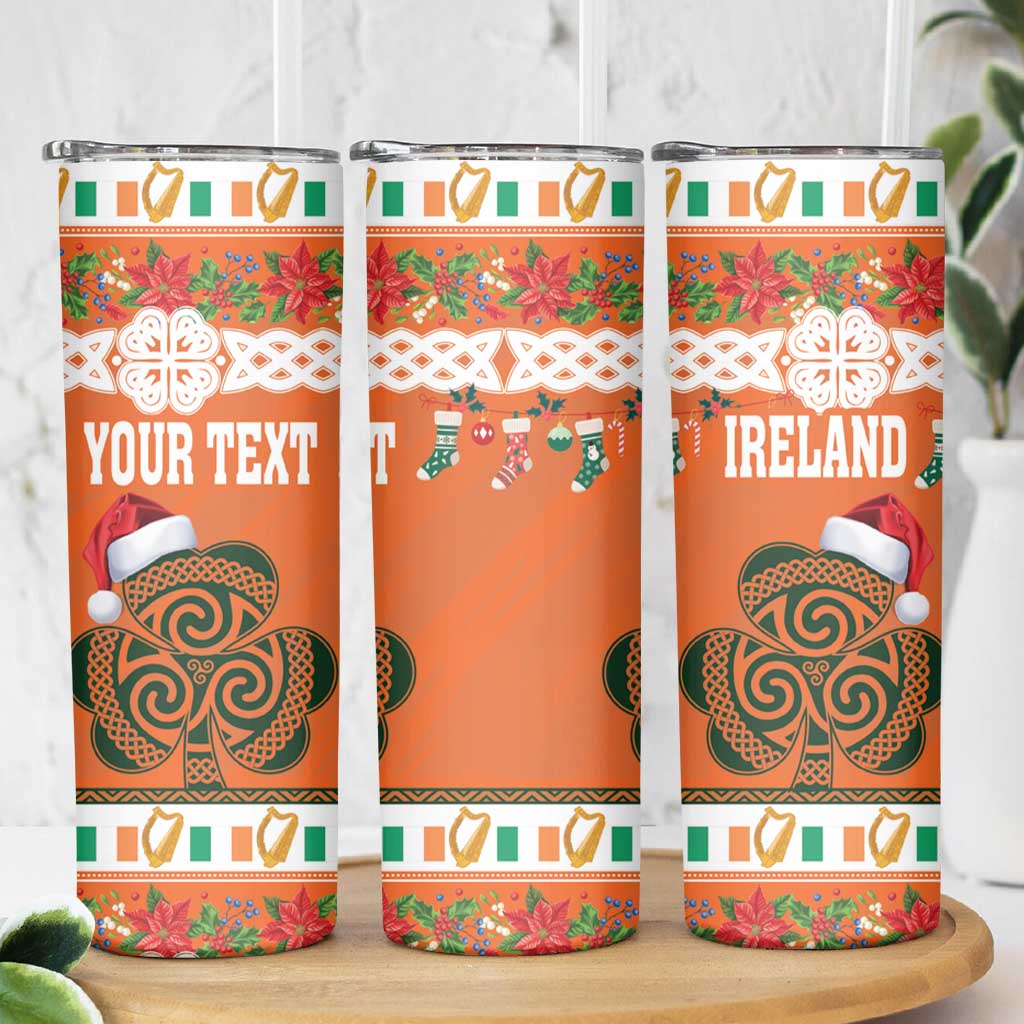 Personalized Ireland Christmas Skinny Tumbler Irish Shamrock Celtic Nollaig Shona Dhuit - Wonder Print Shop