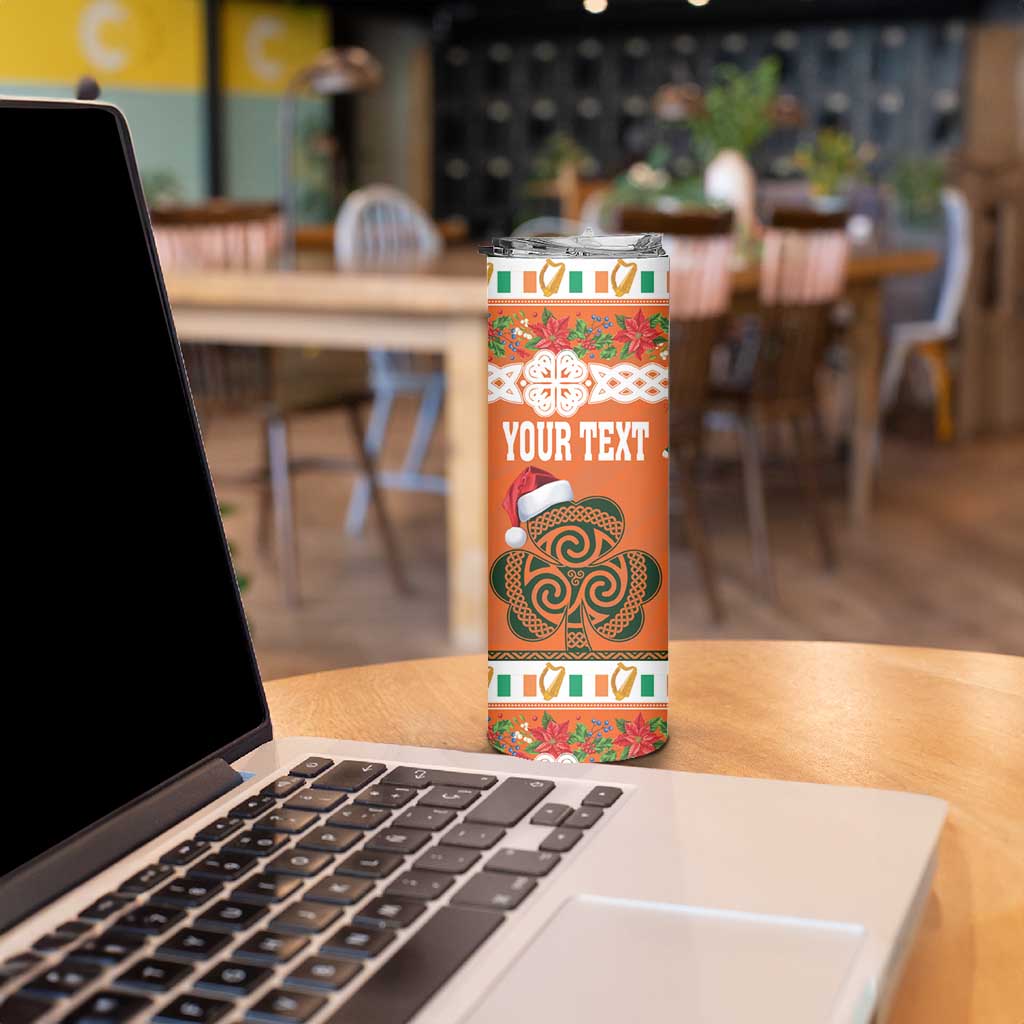 Personalized Ireland Christmas Skinny Tumbler Irish Shamrock Celtic Nollaig Shona Dhuit - Wonder Print Shop