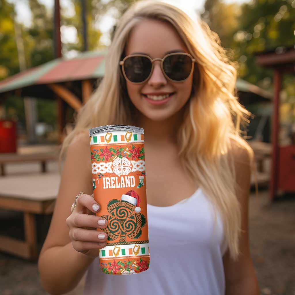 Personalized Ireland Christmas Skinny Tumbler Irish Shamrock Celtic Nollaig Shona Dhuit - Wonder Print Shop