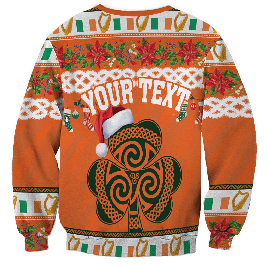 Personalized Ireland Christmas Sweatshirt Irish Shamrock Celtic Nollaig Shona Dhuit - Wonder Print Shop