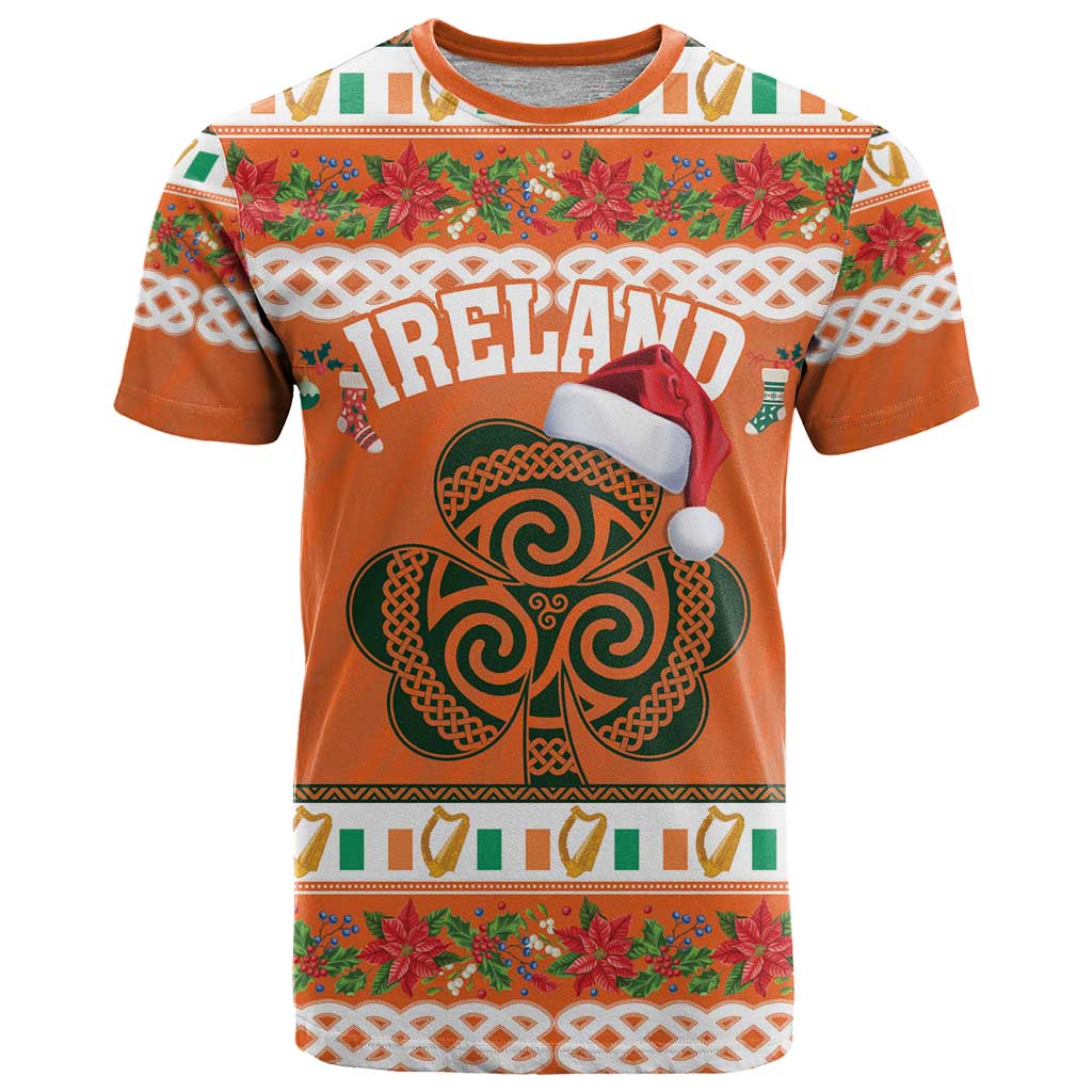 Personalized Ireland Christmas T Shirt Irish Shamrock Celtic Nollaig Shona Dhuit - Wonder Print Shop