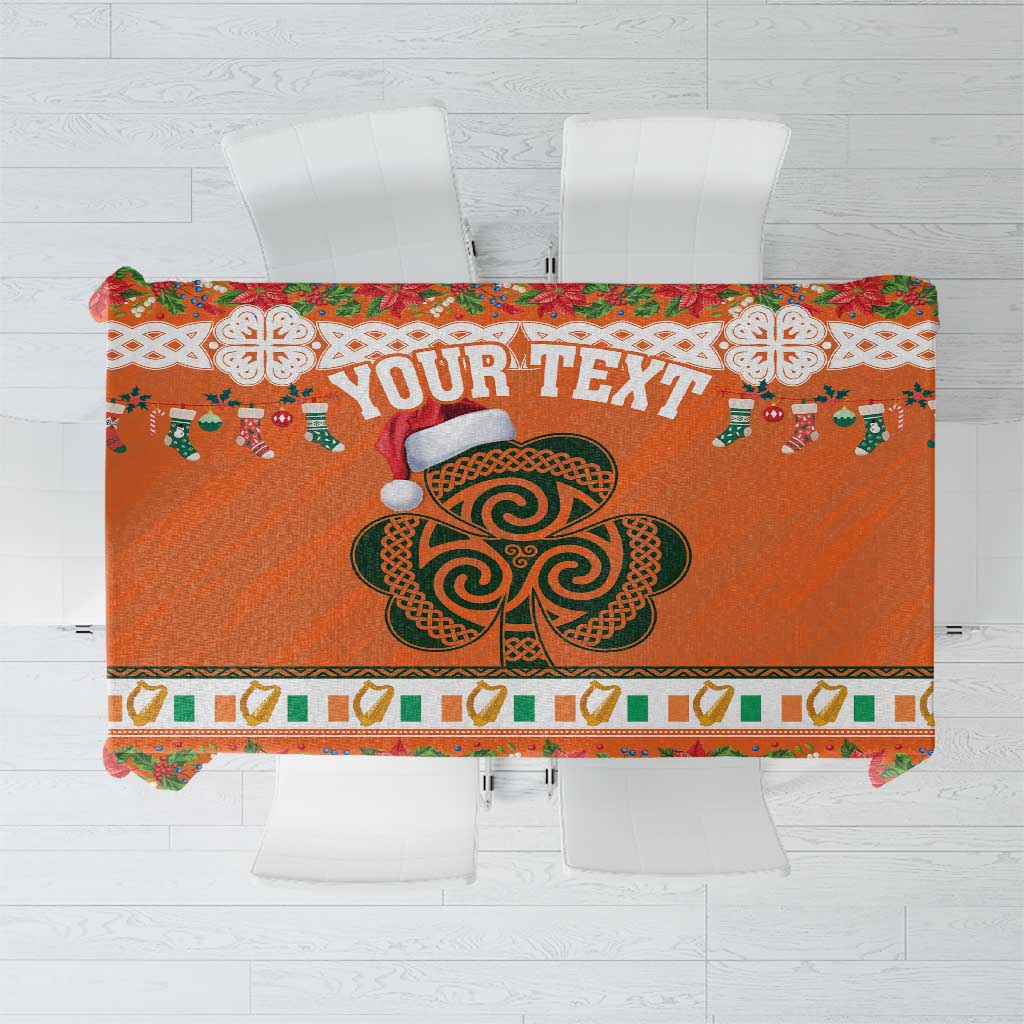 Personalized Ireland Christmas Tablecloth Irish Shamrock Celtic Nollaig Shona Dhuit - Wonder Print Shop