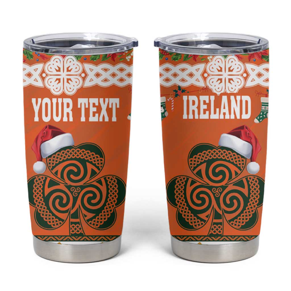 Personalized Ireland Christmas Tumbler Cup Irish Shamrock Celtic Nollaig Shona Dhuit - Wonder Print Shop