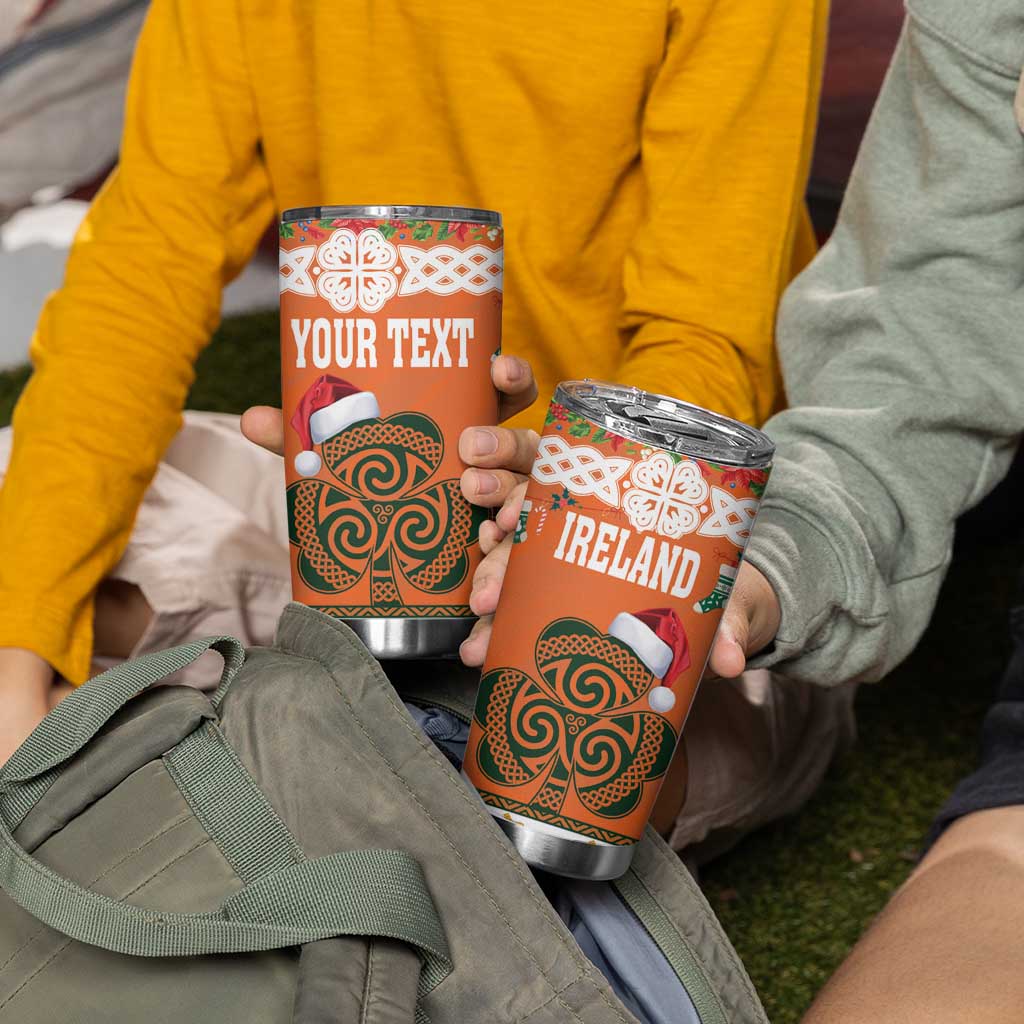 Personalized Ireland Christmas Tumbler Cup Irish Shamrock Celtic Nollaig Shona Dhuit - Wonder Print Shop