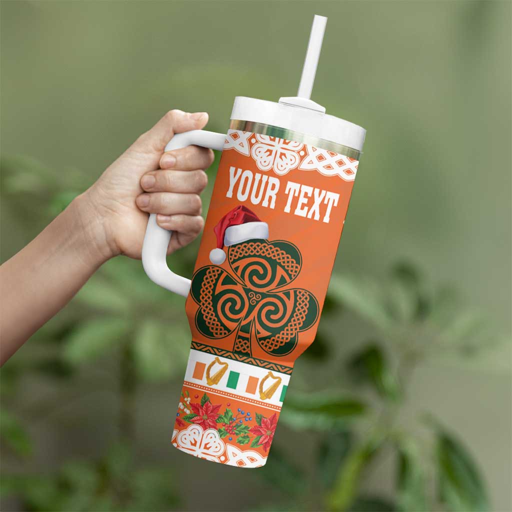 Personalized Ireland Christmas Tumbler With Handle Irish Shamrock Celtic Nollaig Shona Dhuit - Wonder Print Shop