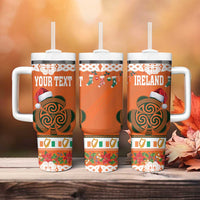 Personalized Ireland Christmas Tumbler With Handle Irish Shamrock Celtic Nollaig Shona Dhuit - Wonder Print Shop