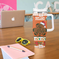 Personalized Ireland Christmas Tumbler With Handle Irish Shamrock Celtic Nollaig Shona Dhuit - Wonder Print Shop