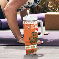 Personalized Ireland Christmas Tumbler With Handle Irish Shamrock Celtic Nollaig Shona Dhuit - Wonder Print Shop