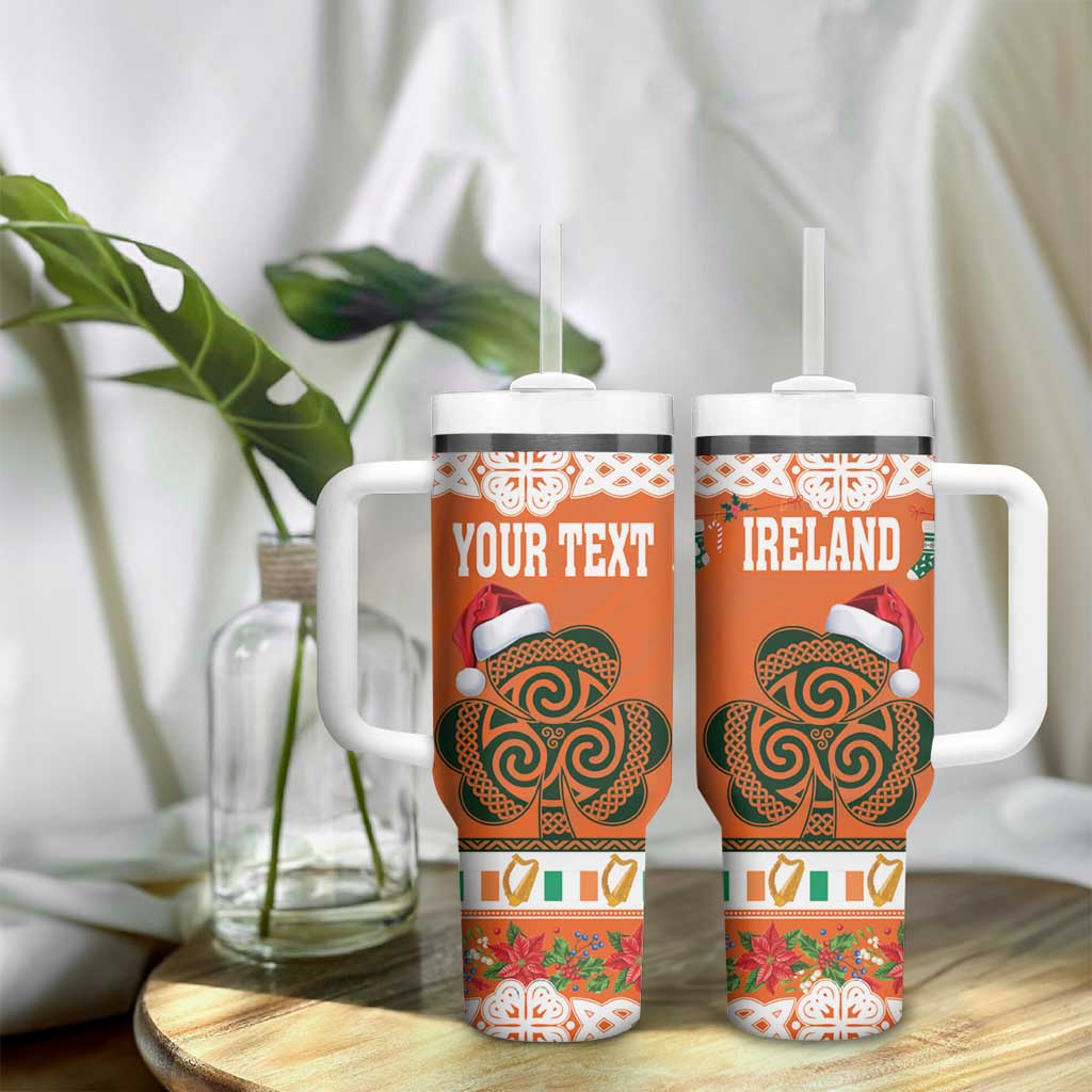 Personalized Ireland Christmas Tumbler With Handle Irish Shamrock Celtic Nollaig Shona Dhuit - Wonder Print Shop